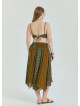 Green Plus Size Skirt with Waist Tie and Gipe Detail 4592
